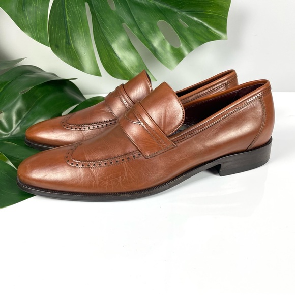 Johnston & Murphy Made in Italy brown leather dress shoes Sz 10.5M 24-0730 - Picture 7 of 14